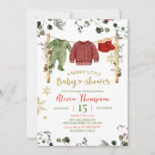 Boy Winter Clothes Merry Little Baby Shower Kaart (Voorkant)