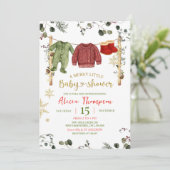 Boy Winter Clothes Merry Little Baby Shower Kaart (Staand voorkant)