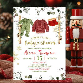 Boy Winter Clothes Merry Little Baby Shower Kaart