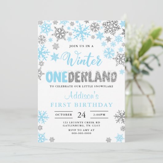 Boy Winter Onederland Eerste Uitnodiging van de Da (Staand voorkant)