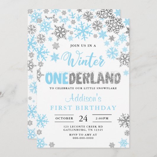 Boy Winter Onederland Eerste Uitnodiging van de Da (Voorkant / Achterkant)