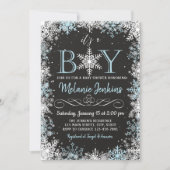Boy Winter Snowflake Baby shower Uitnodiging (Voorkant)