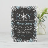 Boy Winter Snowflake Baby shower Uitnodiging (Staand voorkant)