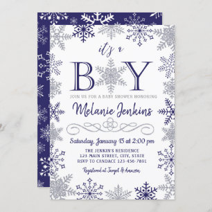 Boy Winter Snowflake Baby shower Uitnodiging