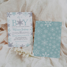 Boy Winter Snowflake Baby shower Uitnodiging