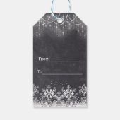 Boy Winter String Lights Snowflakes Chalk Baptism Cadeaulabel (Achterkant)