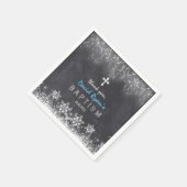 Boy Winter String Lights Snowflakes Chalk Baptism Servet (Hoek)