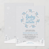 Boy Winter Wonderland Baby shower, Blue & Grey Kaart (Voorkant / Achterkant)