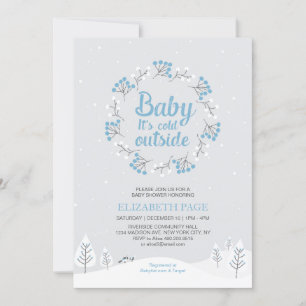 Boy Winter Wonderland Baby shower, Blue & Grey Kaart