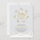 Boy Winter Wonderland Baby shower, Gold Kaart (Voorkant)