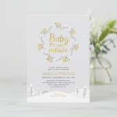 Boy Winter Wonderland Baby shower, Gold Kaart (Staand voorkant)