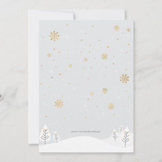 Boy Winter Wonderland Baby shower, Gold Kaart (Achterkant)