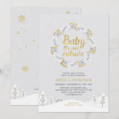 Boy Winter Wonderland Baby shower, Gold Kaart (Voorkant / Achterkant)