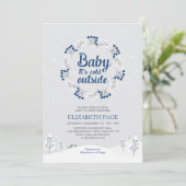 Boy Winter Wonderland Baby shower, Navy Blue Kaart (Staand voorkant)