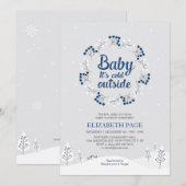 Boy Winter Wonderland Baby shower, Navy Blue Kaart (Voorkant / Achterkant)