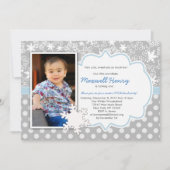 Boy Winter Wonderland Birthday Party Invitation Kaart (Voorkant)