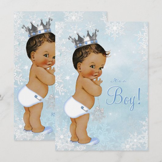 Boy Winter Wonderland Snowflake Etnische Baby show Kaart (Voorkant / Achterkant)