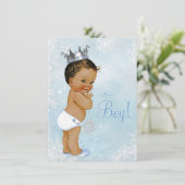 Boy Winter Wonderland Snowflake Etnische Baby show Kaart (Staand voorkant)