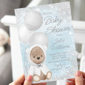 Boy Winter Wonderland Teddy Bear Baby shower Kaart