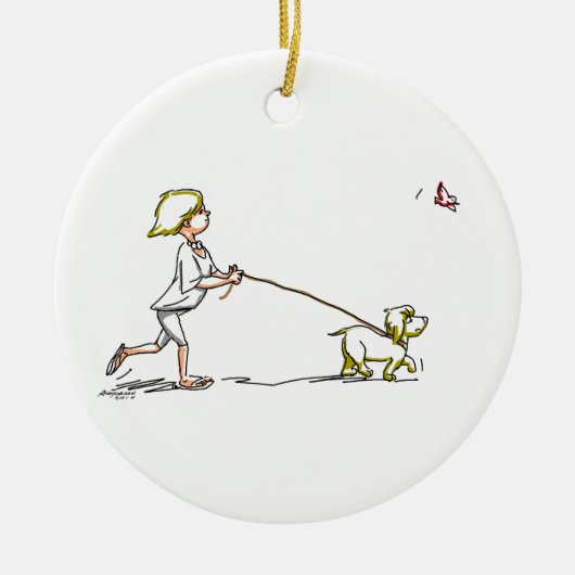 BoY WiTh DoG Keramisch Ornament (Voorkant)