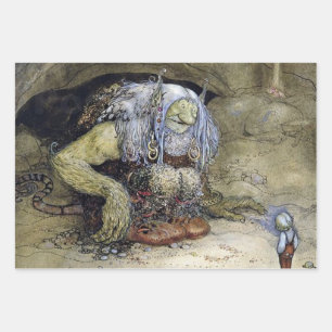 "Boy with Troll" van John Bauer Inpakpapier Vel