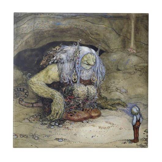 "Boy with Troll" van John Bauer Tegeltje (Voorkant)