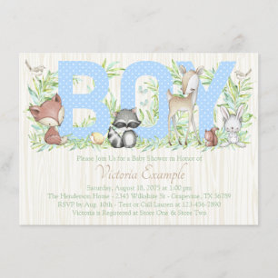 Boy Woodland Baby Animal Baby shower Kaart