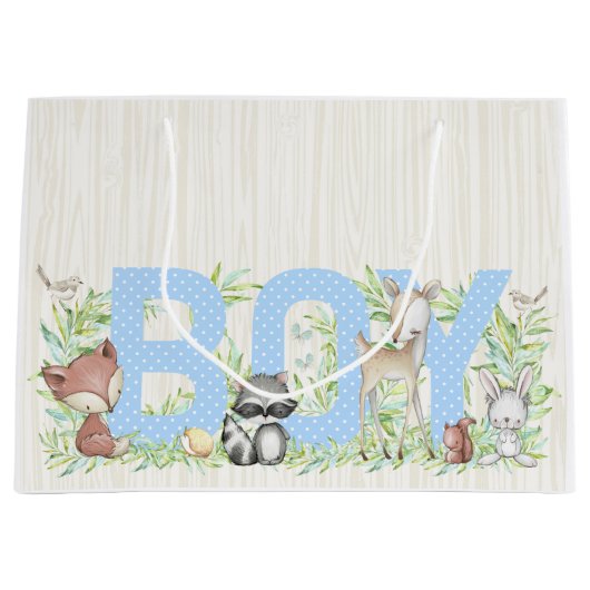 Boy Woodland Baby shower Groot Cadeauzakje (Voorkant)
