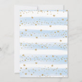 Boy Woodland Baby shower per post Blue Gold Hearts Kaart (Achterkant)