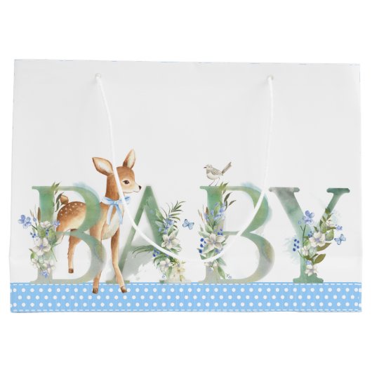 Boy Woodland Deer Baby shower Baby Gift Groot Cadeauzakje (Achterkant)