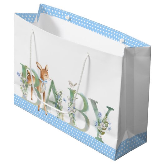 Boy Woodland Deer Baby shower Baby Gift Groot Cadeauzakje (Voorkant Gekanteld)