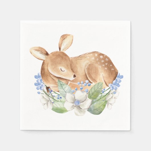 Boy Woodland Deer Baby shower Papier servetten (Voorkant)