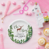 Boy Woodland Deer Baby shower Papieren Bordje (Feest)