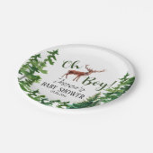 Boy Woodland Deer Baby shower Papieren Bordje (Gekanteld)