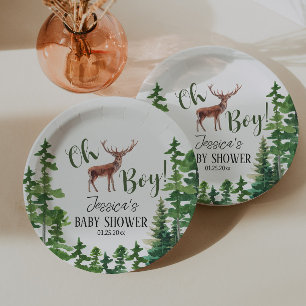 Boy Woodland Deer Baby shower Papieren Bordje