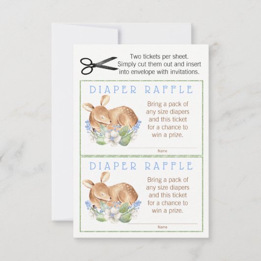 Boy Woodland Deer Luier Raffle Tickets Kaart (Voorkant)