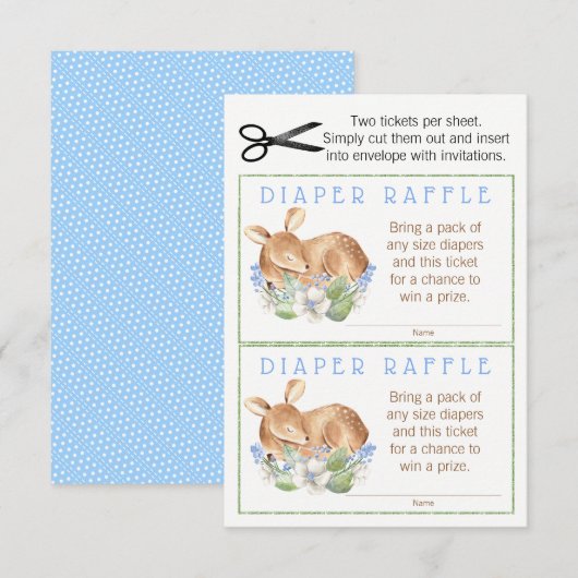 Boy Woodland Deer Luier Raffle Tickets Kaart (Voorkant / Achterkant)