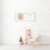 Boy Woodland Fox Herfst Winter Baby shower Banner (Insitu)