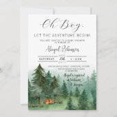 Boy Woodland Fox Oh Boy Baby shower Kaart (Voorkant)