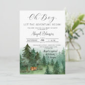 Boy Woodland Fox Oh Boy Baby shower Kaart (Staand voorkant)