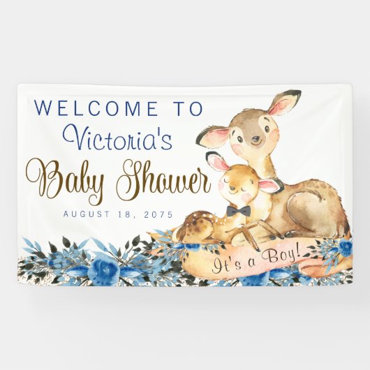 Boy Woodland Herten Baby shower Banner (Horizontaal)
