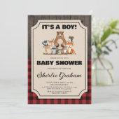 Boy Woodland Lumberjack Baby shower Kaart (Staand voorkant)