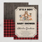 Boy Woodland Lumberjack Baby shower Kaart (Voorkant / Achterkant)