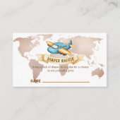 Boy World Map Airplane Diaper Raffle Baby Shower  Informatiekaartje (Voorkant)