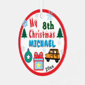 Boy Yearly Christmas Orange  Car Metalen Ornament (Voorkant links)