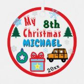 Boy Yearly Christmas Orange  Car Metalen Ornament (Voorkant)