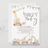 Boy Yellow Construction Dirty 3rd-y 3rd Verjaardag Kaart (Voorkant)