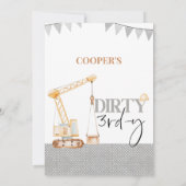 Boy Yellow Construction Dirty 3rd-y 3rd Verjaardag Kaart (Achterkant)