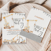 Boy Yellow Construction Dirty 3rd-y 3rd Verjaardag Kaart