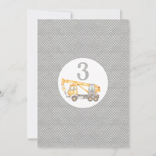 Boy Yellow Grey Construction Dirty 3rd-y Birthday  Kaart (Achterkant)